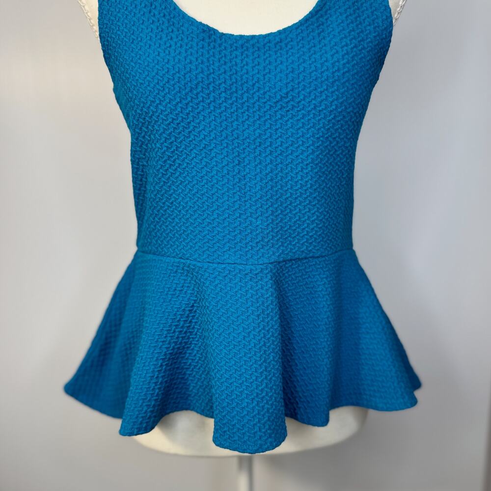 Ganni Peplum Top Women’s Small Blue Summer Dopamine Dressing Scandi Euro Coastal - Picture 6 of 13